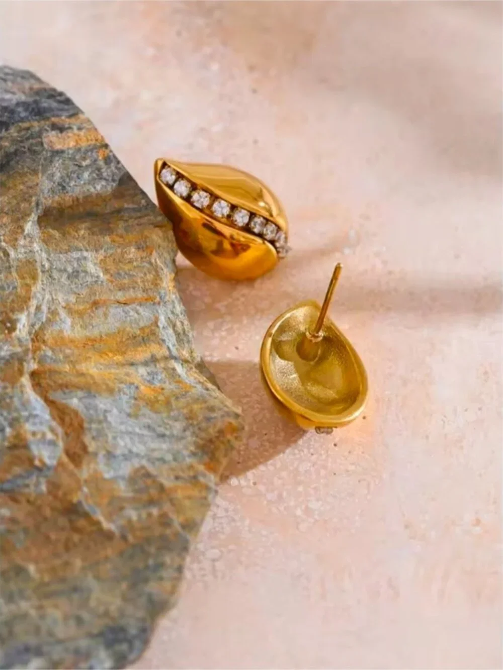 Gold Zircon Teardrop Earrings - PVD Real Gold Plated